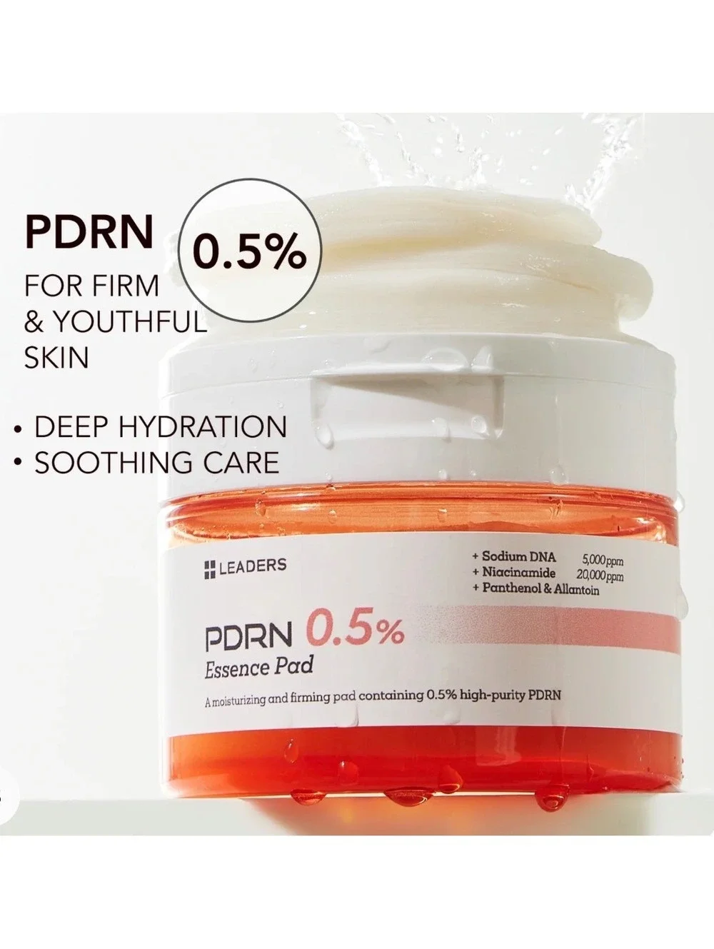 Leaders PDRN 0.5% Essence Pad - Moisturizing & Firming Skincare Pads 70 Count